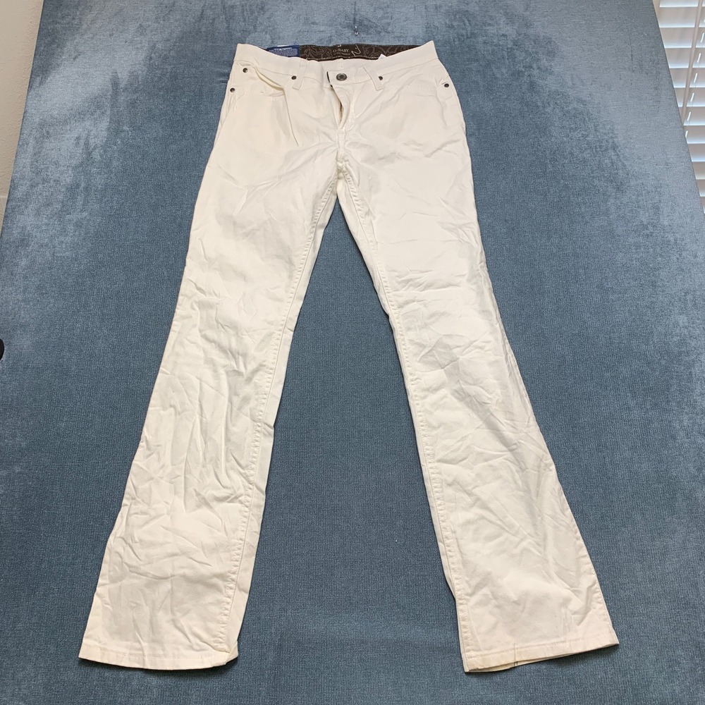 Wrangler Ultimate Riding Q-Baby Bootcut Jeans Women 29/7x34 White Denim Mid Rise